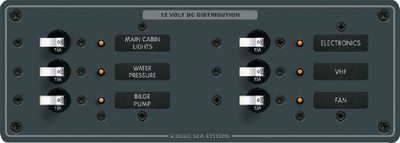 BLUE SEA SYSTEMS 8096 PANEL DC 6 POS HORIZONTAL