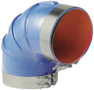 TRIDENT HOSE 290V3000SS ELBOW 3IN 90D W/CLAMPS BLUE SI