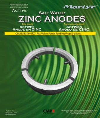 MARTYR ANODES CM3858399KITZ ANODE VP 3PC KIT ZINC