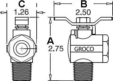 GROCO FV-590 1/2IN NPT 90-DEGREE FUEL VALVE
