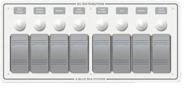 BLUE SEA SYSTEMS 8271 8 POS. HORIZONTAL WHITE PANEL