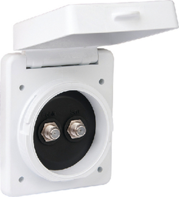 PARKPOWER BY MARINCO TV6574D.RV INLET-CABLE TV DUAL WHITE