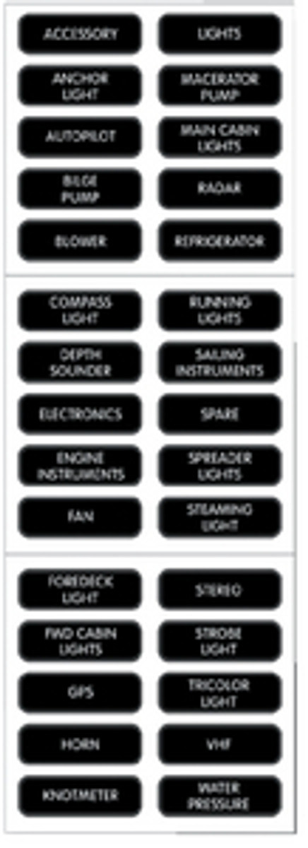 BLUE SEA SYSTEMS 8030 LABEL KIT DC PANEL BASIC 30/PK