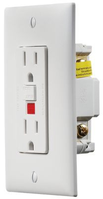 RV DESIGNER S801 GFCI OUTLET-DUAL W/CVR WHT