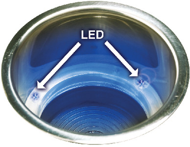 SEACHOICE 79371 SS BLUE LED DRINK HOLD W/DRAIN