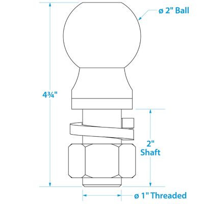 SEACHOICE 50-51341 TRAILER BALL 2"X1"X2" CP