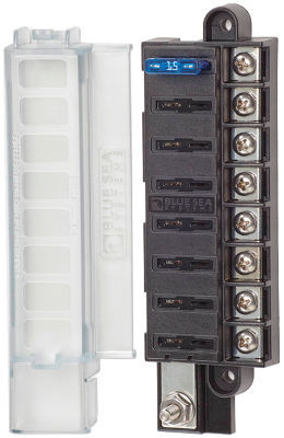 BLUE SEA SYSTEMS 5046-BSS FUSE BLOCK STBLADE 8CIRC W/CVR