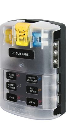 BLUE SEA SYSTEMS 5025-BSS FUSE BLOCK ATO 6 CIRCUIT W/GRD