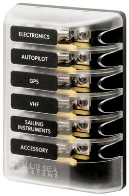 BLUE SEA SYSTEMS 5018-BSS FUSE BLOCK AGC 6 CIR.