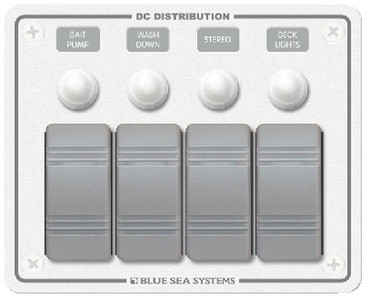 BLUE SEA SYSTEMS 8272 4 POS. HORIZONTAL WHITE PANEL