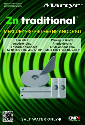 MARTYR ANODES CMM3060KITZ ANODE MER F30-F40-F60HP KIT ZN