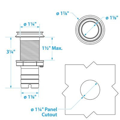 SEACHOICE 50-18621 MEGA DRIPLESS THRU HULL 1-1/8"