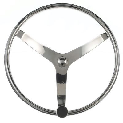 SEACHOICE 28531 STEERING WHEEL W/KNOB S/S 15.5