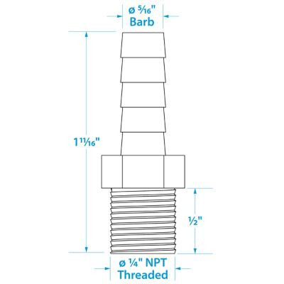 SEACHOICE 50-20811 MALE HOSE BARB-5/16 X1/4  NPT