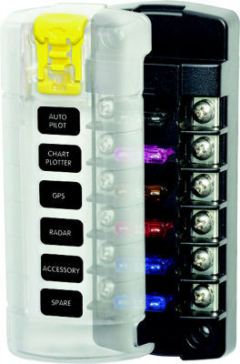 BLUE SEA SYSTEMS 5035-BSS STBLADE FUSE BLK 6CIR.IND W/CV
