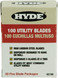 HYDE TOOLS 42150 HD UTILITY KNIFE BLADES 100/PK