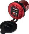 SEA-DOG LINE 426504-1 USB CHARGER RED ALUMINUM DUAL