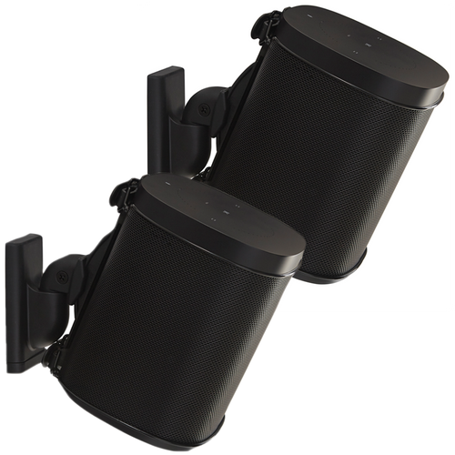 Wireless Speaker Swivel and Tilt Wall Mounts designed for Sonos ONE. Play:1, and Play:3 - Black Pair
