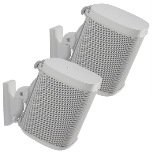 Wireless Speaker Swivel and Tilt Wall Mounts designed for Sonos ONE. Play:1, and Play:3 - White Pair