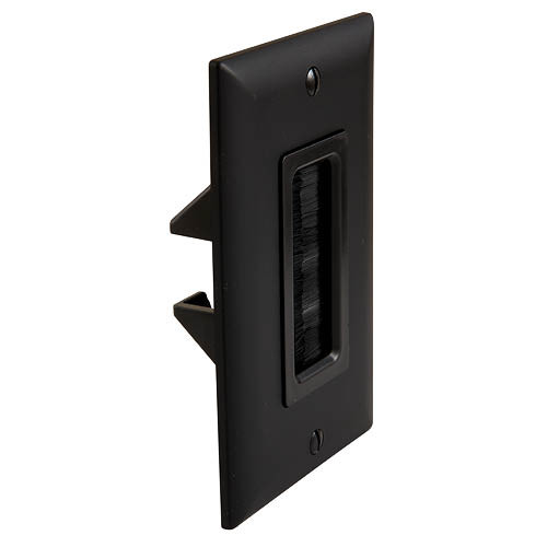 Cable Management Brush Wall Plate - Black