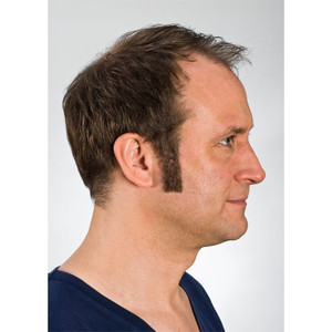 Kryolan Sideburns Short (Style 09221) in Brown. Profile view. Sold by Norcostco.