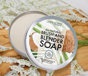 Cinema Secrets All-Natural Vegan Brush & Blender Soap (lid open). Sold by Norcostco. Cinema Secrets All-Natural Vegan Brush & Blender Soap (lid open). Sold by Norcostco.