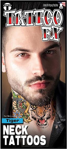 Tinsley Transfers Neck Tattoo - Tiger Tinsley Transfers Neck Tattoo - Tiger
