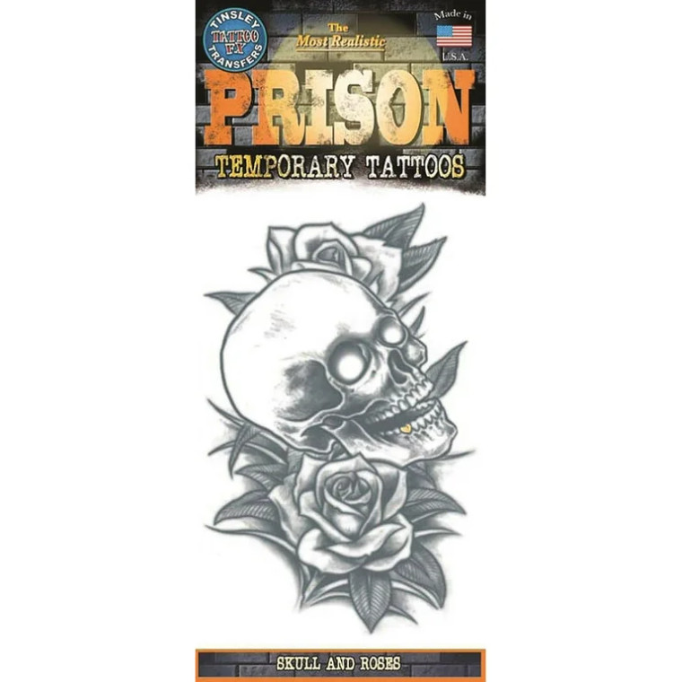 Tinsley Transfers Prison Tattoo - Skull and Roses