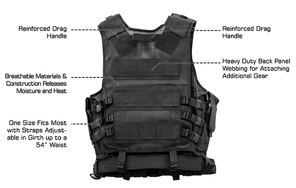 UTG 547 LAW ENFORCEMENT TACTICAL VEST, RIGHT HANDED, BLACK, PVC-V547BT