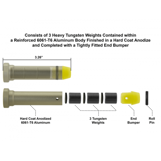 UTG H3 HARD COAT RECOIL BUFFER FOR AR15 CARBINE, RB-T6BFH3