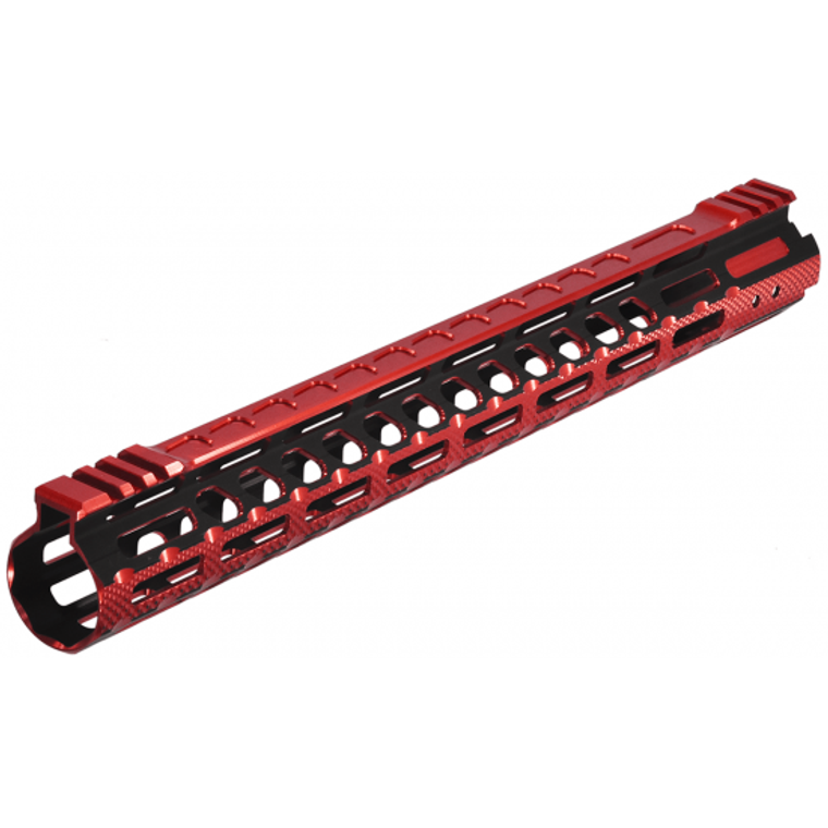 UTG PRO M-LOK AR15 15" ULTRA SLIM RAIL, BLACK & RED 2-TONE, MTU019SSM3R2