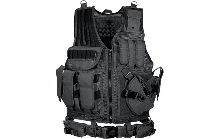 UTG 547 LAW ENFORCEMENT TACTICAL VEST, RIGHT HANDED, BLACK, PVC-V547BT