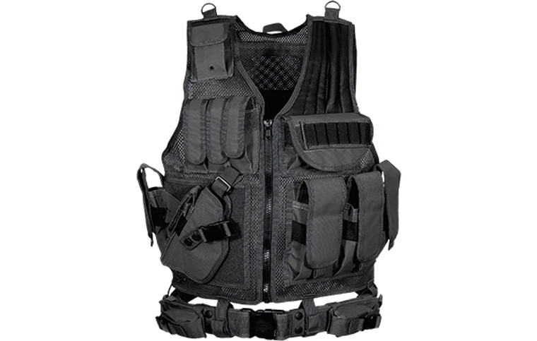 UTG 547 LAW ENFORCEMENT TACTICAL VEST, LEFT HANDED, BLACK, PVC-V547BL