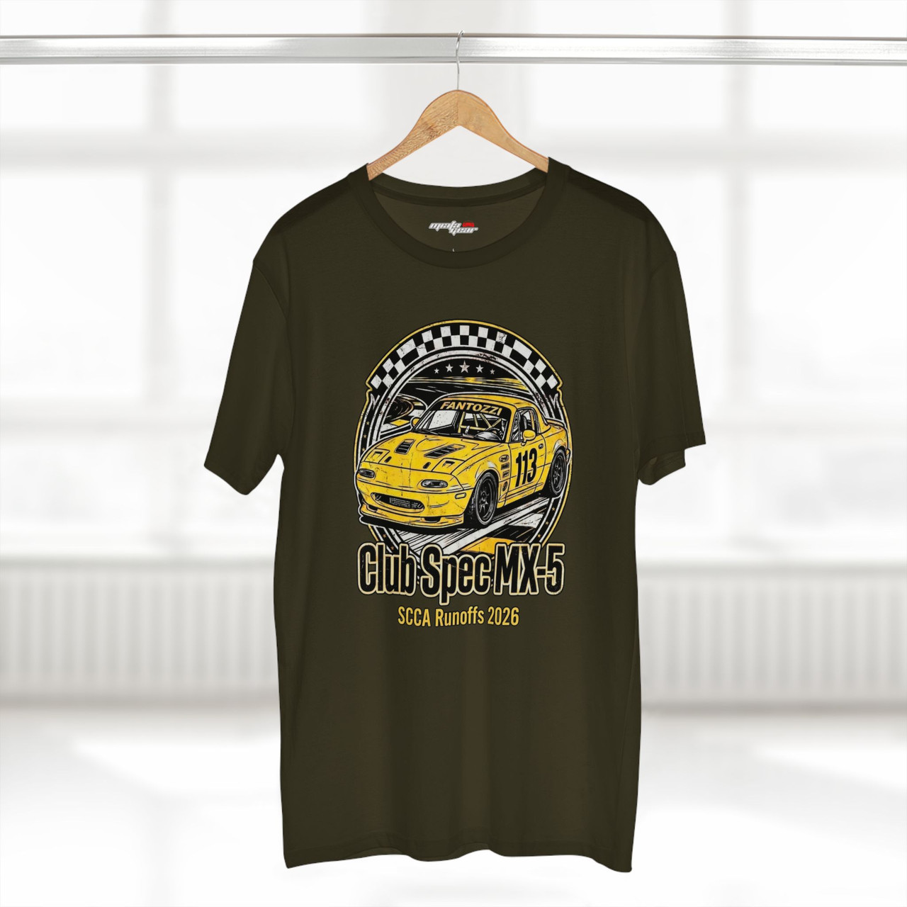 Club Spec MX-5 SCCA Runoffs 2026 Tee — Yellow Race Miata Graphic T