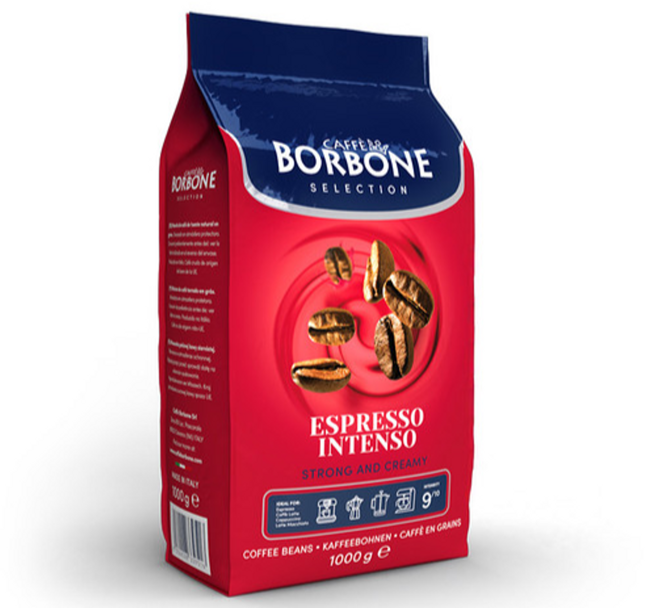 Caffe Borbone Espresso Intenso Coffee Beans - Bold and robust Italian espresso with dark chocolate and smoky notes.