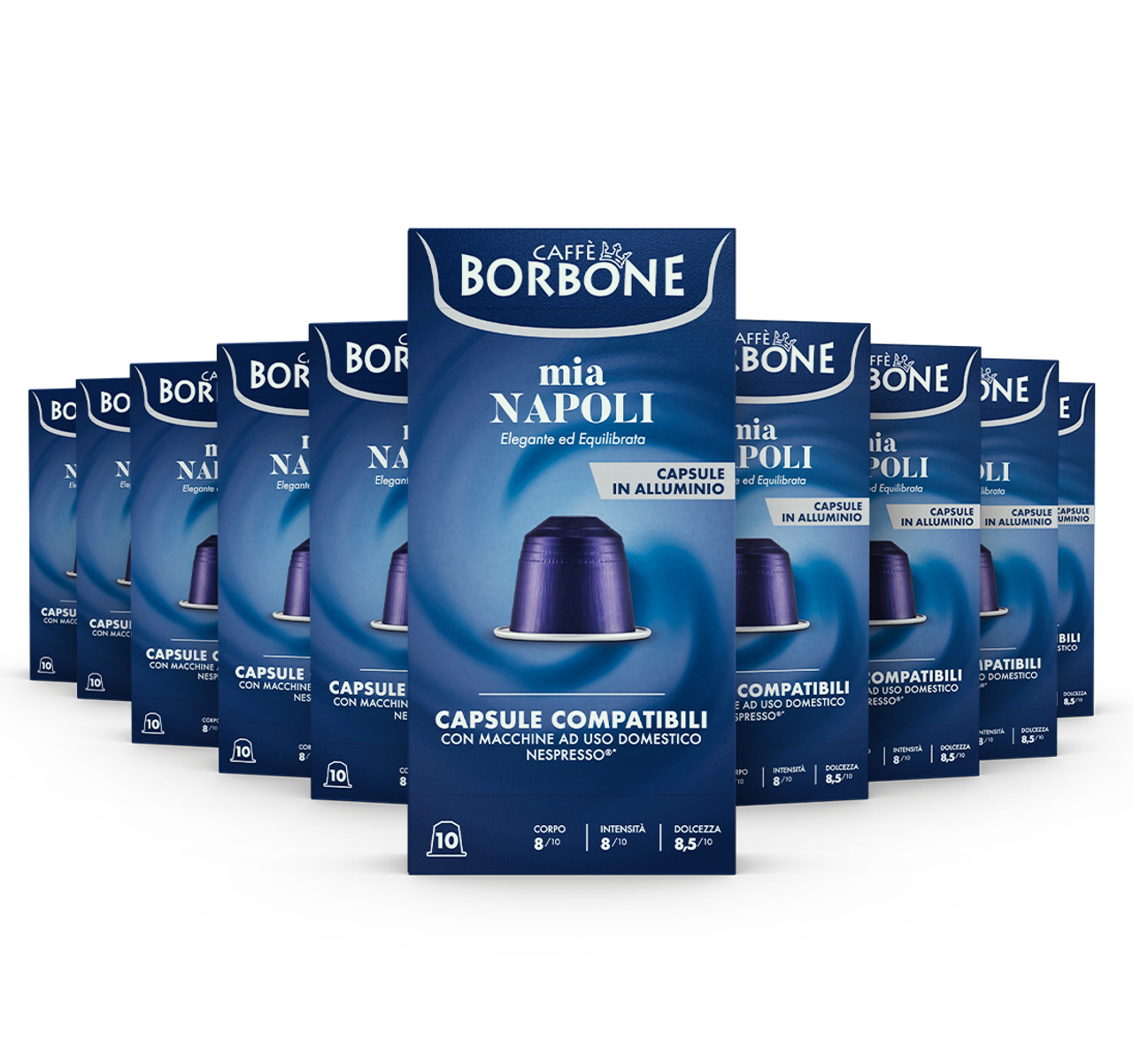 Enjoy the rich, full-bodied flavors of Neapolitan coffee with our Nespresso®-compatible capsules. Each aluminum capsule delivers a robust, aromatic espresso, perfect for a taste of authentic Italian coffee.