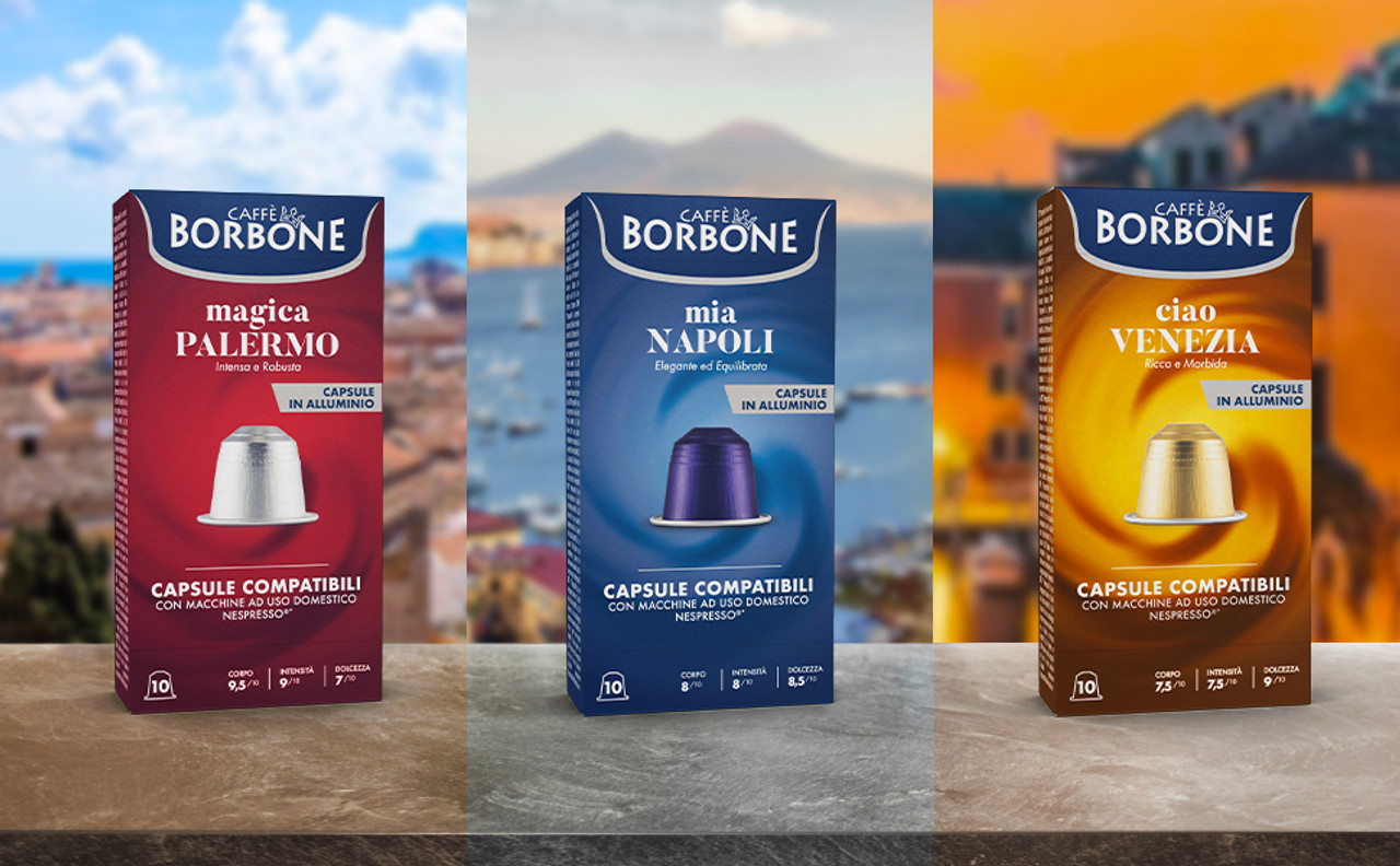 Effortlessly compatible with Nespresso® machines, these aluminum capsules offer a convenient way to enjoy a range of top-quality Italian coffee blends. Brew a perfect espresso with ease. Effortlessly compatible with Nespresso® machines, these aluminum capsules offer a convenient way to enjoy a range of top-quality Italian coffee blends. Brew a perfect espresso with ease.