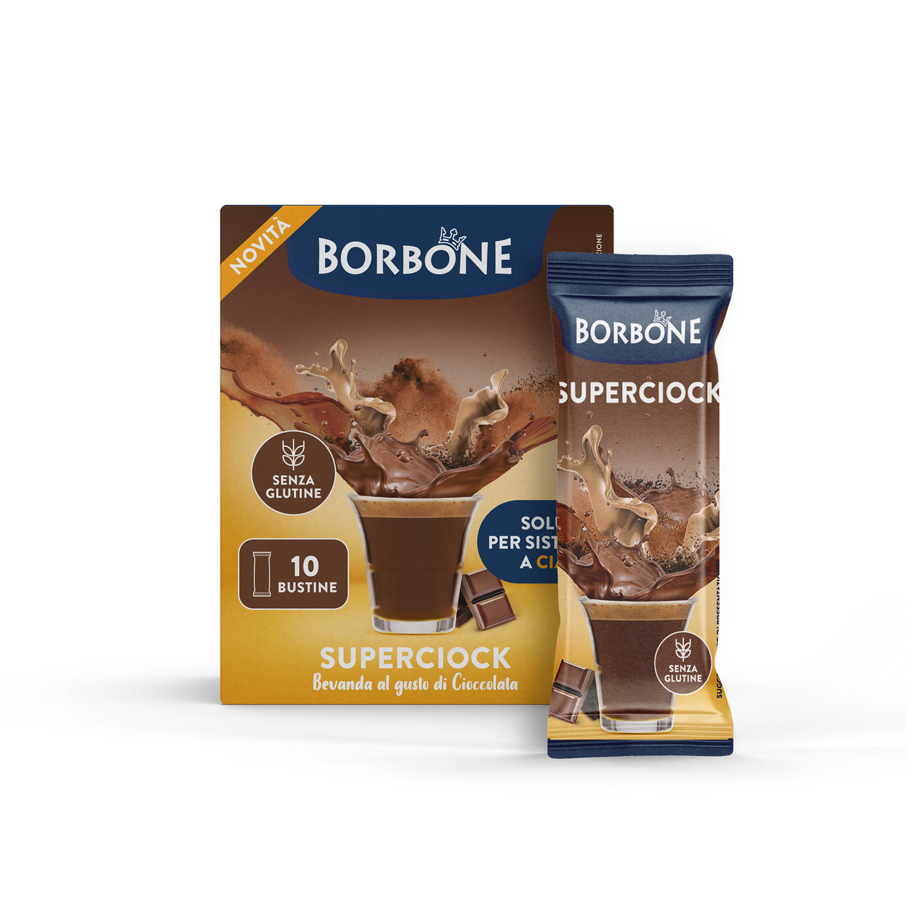Caffe Borbone Hot Chocolate flavored drink front of package Caffe Borbone Hot Chocolate flavored drink front of package