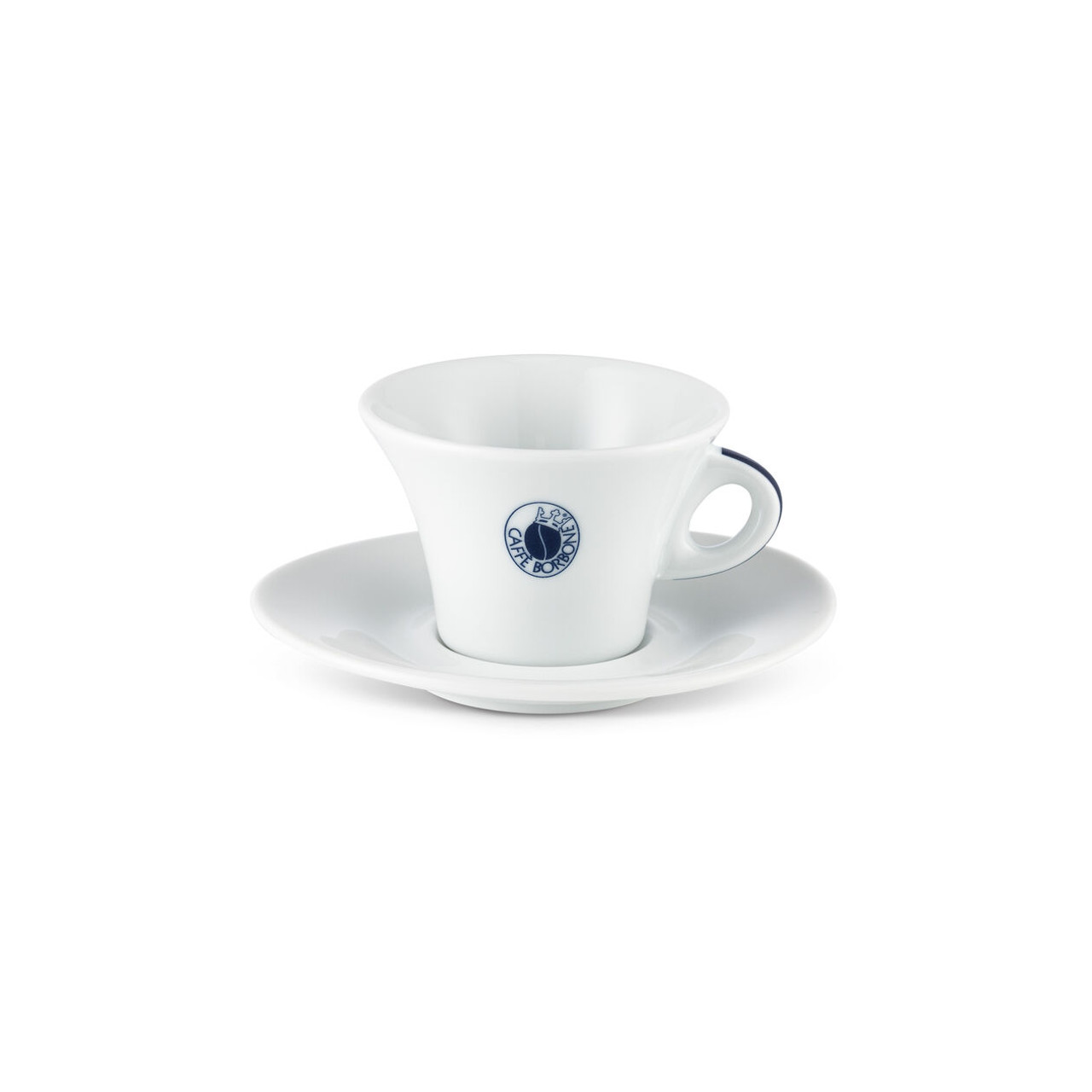 front view of an espresso cup and saucer with the caffe borbone logo front view of an espresso cup and saucer with the caffe borbone logo