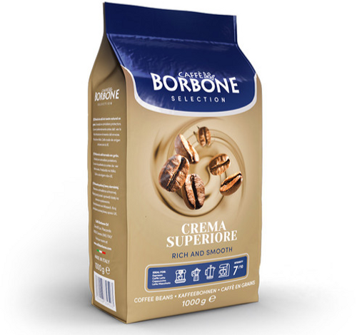 Caffe Borbone Crema Superiore Coffee Beans - Premium blend with toasted almonds and brown sugar flavor