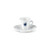 slightly angled view from above Caffè Borbone Espresso Cup with Saucer in white with navy logo, premium ceramic, sleek and modern design, part of Set of 6.