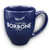 Caffe Borbone Ceramic Bistro Mug, navy blue ceramic coffee mug with white logo and inscription.