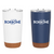 Caffè Borbone Insulated Travel Mug, White or Navy, stainless steel body with cork bottom base, 16 oz.
