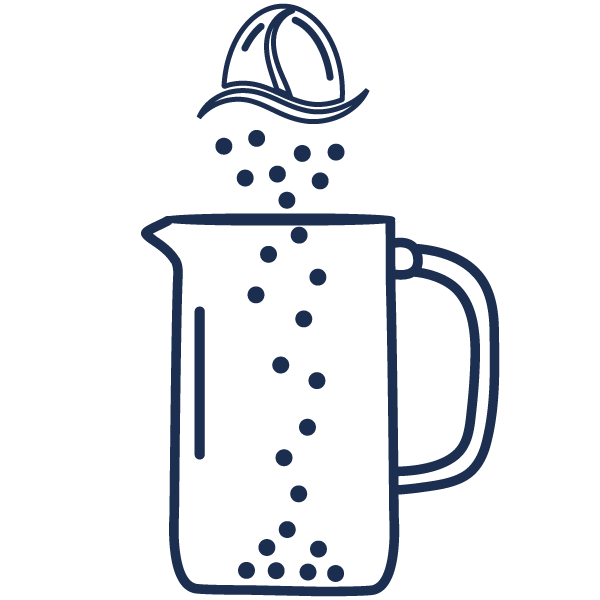 coffee bean grinded into a coffee pot with a handle