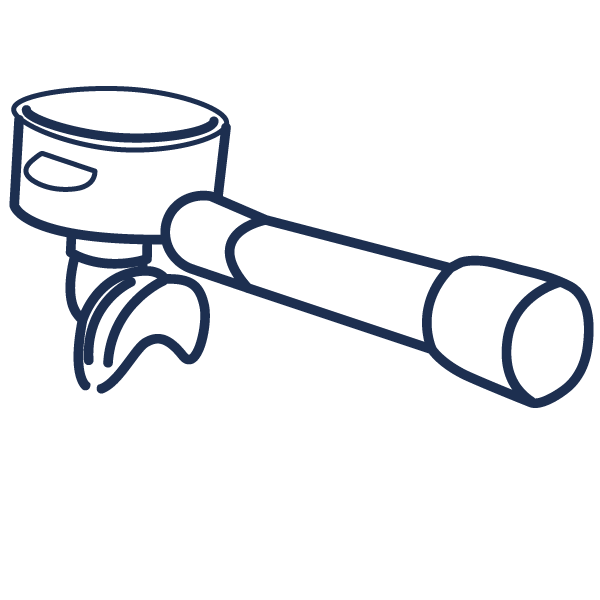 a black and white line drawing of an espresso machine handle
