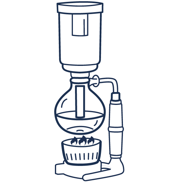 a syphon coffee maker with flames underneath