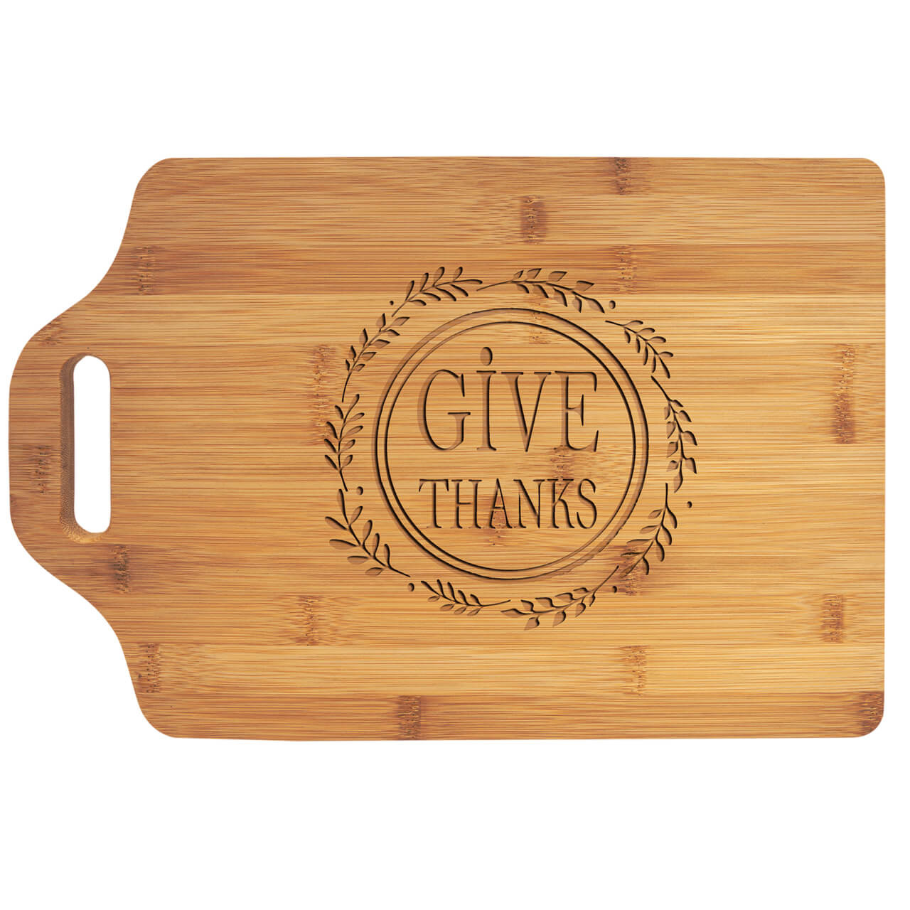 Elevate your holiday gatherings with our premium 15 x 10.25 inch bamboo cutting board with handle, crafted from bamboo for exceptional durability, natural antimicrobial properties, and a gentle knife-friendly surface, featuring elegant  engraving options perfect for Thanksgiving prep, charcuterie displays, or serving appetizers. This versatile eco-friendly bamboo chopping board doubles as a stylish serving tray with its ergonomic handle, smooth food-safe finish, and custom engraving options