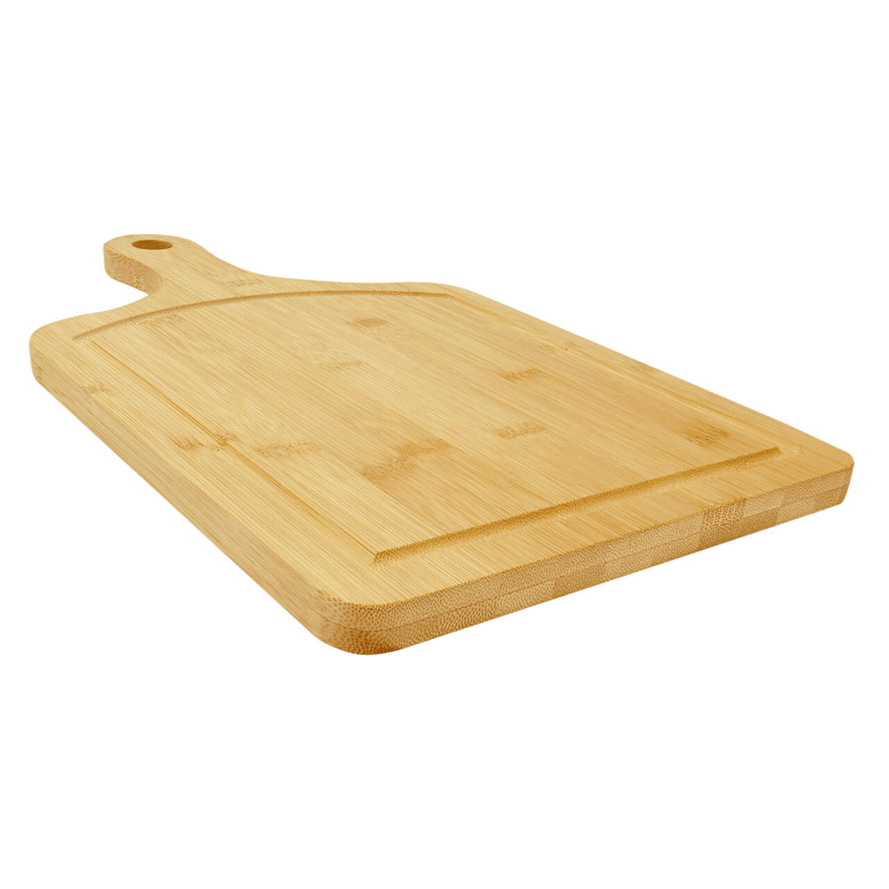 Elevate your kitchen adventures with our premium 15.5 x 9 inch bamboo paddle shaped cutting board, crafted from bamboo for exceptional durability, natural antimicrobial properties, and a built-in drip ring to catch juices and prevent messes during chopping veggies, meats, or fruits. This versatile eco-friendly bamboo chopping board doubles as a stylish serving paddle or charcuterie display with its ergonomic handle, smooth food-safe finish, and custom engraving options for personalized designs like family motifs. Great housewarming or hostess gift