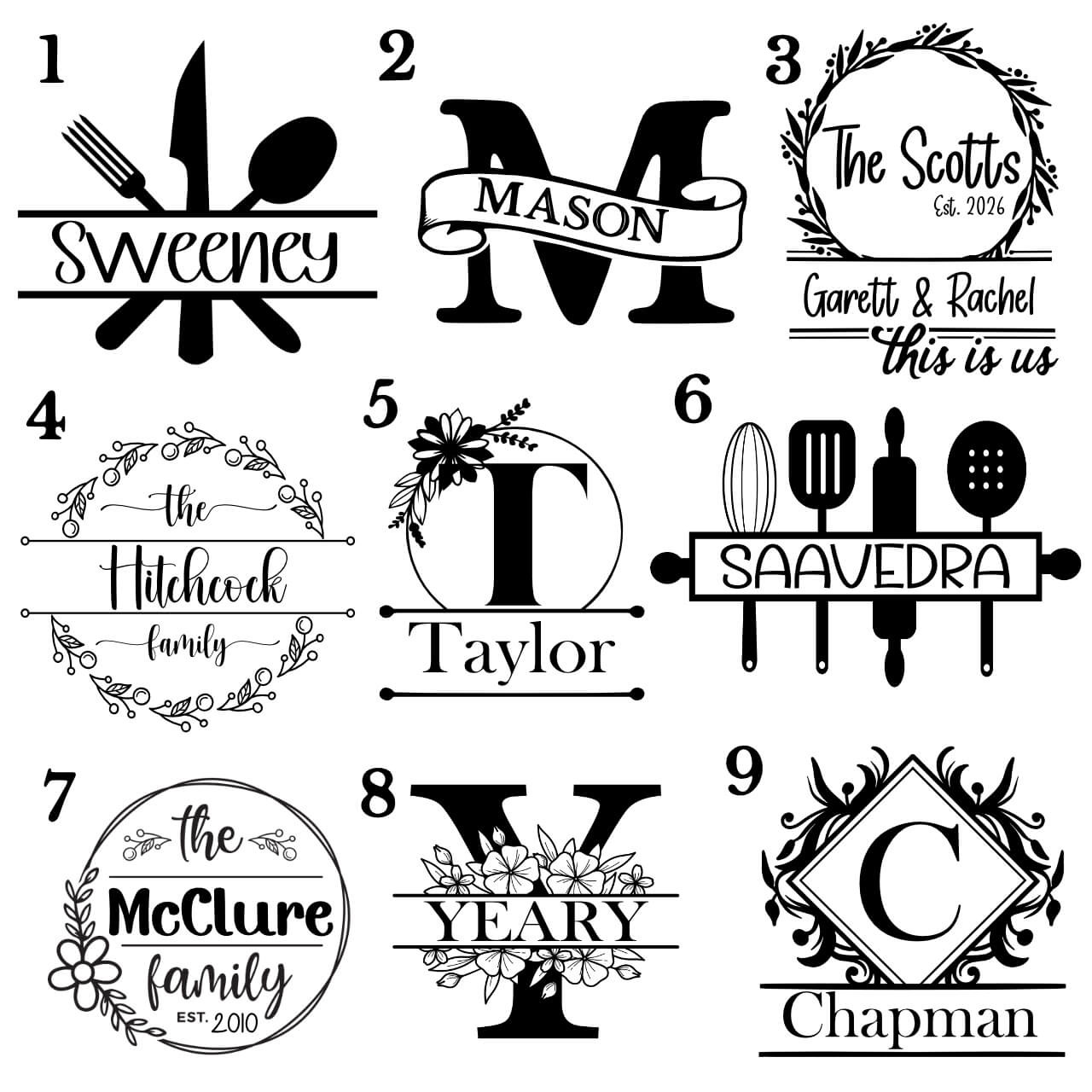 Laser engraving fonts available for your salt light and lasers items.