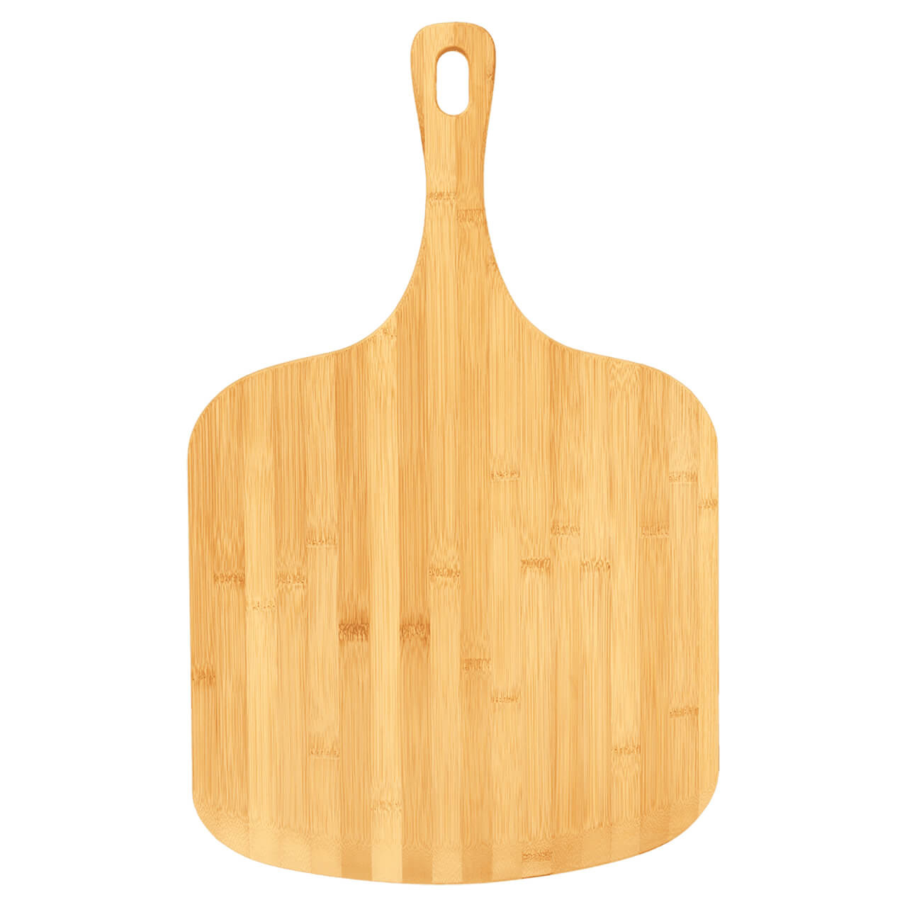 Elevate your pizza nights with our premium 23 1/2 x 14 1/2 inch bamboo pizza board, crafted from bamboo for exceptional durability, natural antimicrobial properties, and a smooth, knife-friendly surface ideal for serving, slicing, or displaying artisanal pizzas straight from the oven. This versatile eco-friendly pizza peel doubles as a rustic charcuterie tray or bread board with its ergonomic handle and custom engraving options for personalized pizzeria themes, housewarming or hostess gifts.